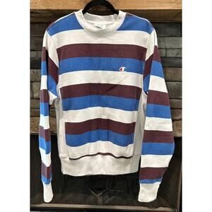 Men’s VTG Champion Striped Reverse Weave Crewneck Sweatshirt Size M *A3